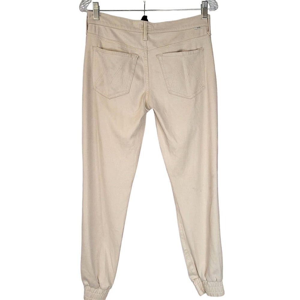 MOTHER The Trainer Jogger Pants 26 Cream Beige Faux Suede Elastic Cuff #014 - Picture 4 of 10